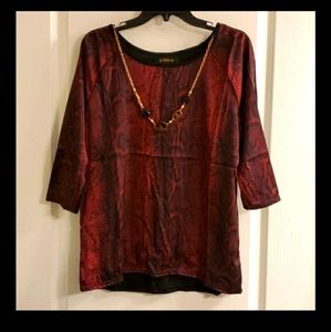Goddess Snake Print Blouse in Red and Black S NWT